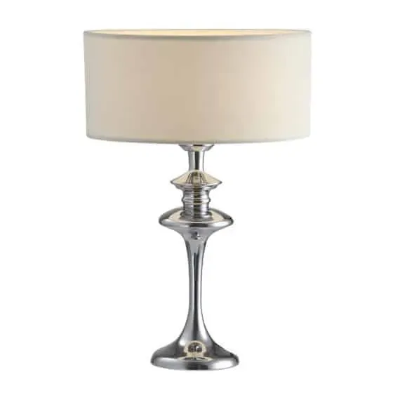 Lampa stołowa chromowana z białym abażurem T01413CH-WH z serii ABU DHABI - Cosmo Light Cena promocyjna